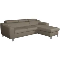 Livetastic Ecksofa, Taupe, Textil, Leder, Echtleder, Rindleder, 3-Sitzer, L-Form, 242x176 cm, Made in EU, Bettkasten erhältlich, Lederauswahl, Bettfunktion Rücken echt, Wohnzimmer, Sofas & Couches, Wohnlandschaften, Ecksofas