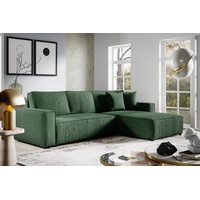 Compleo Ecksofa mit Schlaffunktion, Sofa Eckcouch L-Form BOSTON, Cordstoff, 290x185x70cm grün