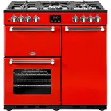 Belling Kensington 90 DFT Range Cooker, 3 Elektrobacköfen, mit Gaskochfeld, 90 cm breit, red