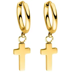 Paar Creolen PURELEI "Schmuck Geschenk Cross Kreuz Ohrringe", gold (gelbgoldfarben), Ohrringe, Damen, Edelstahl