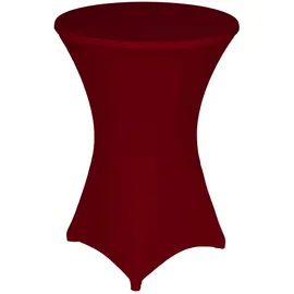 TexDeko Stretch Stehtischhusse für Bistrotisch Ø 70-75 cm Bordeaux | strapazierfähig verstärkte Fußtaschen bügelfrei waschbar