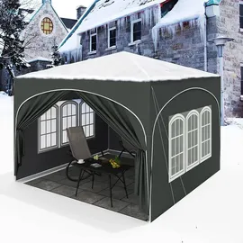 Woltu Faltpavillon 3 x 3 m inkl. 4 Seitenteile Grau