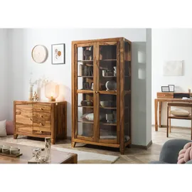 Massivmoebel24 Vitrine Ancona 100 x 45 x 195 cm Braun