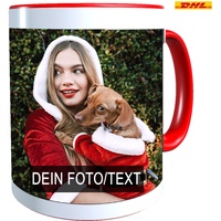 Tasse mit Foto/Text Bedrucken Lassen - Fototasse Personalisieren (Rot)