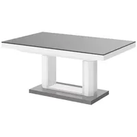 MAZZONI designimpex Couchtisch Grau, Weiß Hochglanz, Holzwerkstoff, Rechteckig, 120x54x75