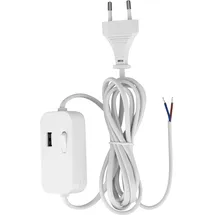 REV Ritter REV Zuleitung, Kabel mit Schalter und Eurostecker Zwischenschalter mit USB-A, 2m, weiß