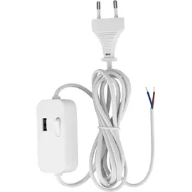 REV Ritter REV Zuleitung, Kabel mit Schalter und Eurostecker Zwischenschalter mit USB-A, 2m, weiß