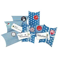 Frau WUNDERVoll® DIY Adventskalender Christkind zum Befüllen blau Sterne