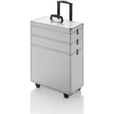 Friseurkoffer Trolley mit Rollen, Großer Kosmetik Friseur Koffer, Werkzeugkoffer Space, Silber