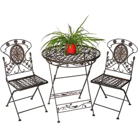 DanDiBo Ambiente DanDiBo Sitzgruppe Eisen Garten Antik Bistroset AVIS Bistrotisch mit 2 Stühlen klappbar Metall Gartentisch