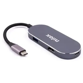 NILOX MINI DOCKING STATION HDMI 3USB PD USB 3.2 Gen 1 (3.1 Gen 1) Typ-C Argento