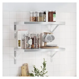 vidaXL Wandregale 2 Stk. 50x30 cm Silbern Edelstahl