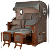 Mr. Deko Strandkorb Komplettset - bene living - Ammersee Mahagoni Bullauge - PE grau - Modell 520 - inkl. Liftersystem