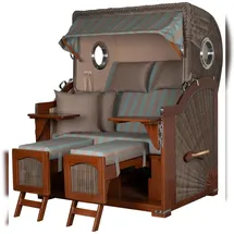 Mr. Deko Strandkorb Komplettset - bene living - Ammersee Mahagoni Bullauge - PE grau - Modell 520 - inkl. Liftersystem