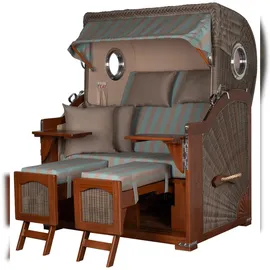 Mr. Deko Strandkorb Komplettset - bene living - Ammersee Mahagoni Bullauge - PE grau - Modell 520 - inkl. Liftersystem