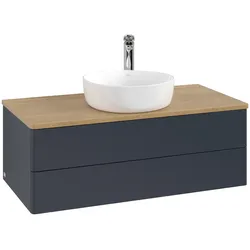 Villeroy & Boch Waschtischunterschrank „Antao“ 1000 × 360 × 500 mm Midnight Blue Matt Lacquer, für Becken mittig, mit Beleuchtung