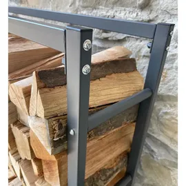 Quick Star Kaminholzstand Metall 90 x 25 x 90 cm Grau