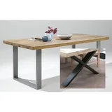 Esstisch 180x100cm Eiche durchg. Lamelle X-Gestell Schwarz  NEU/OVP