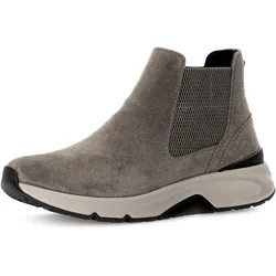 Chelseaboots GABOR ROLLINGSOFT, Damen, Gr. 41, grau (taupe), Veloursleder, Elastischer Einsatz, sportlich, Schuhe, Plateau, High Top-Sneaker, Schnürschuh mit Grip-Profil