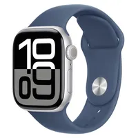 Apple Watch Series 10 GPS 46 mm Aluminiumgehäuse silber Sportarmband denim S/M