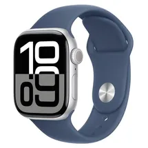 Apple Watch Series 10 GPS 46 mm Aluminiumgehäuse silber Sportarmband denim S/M