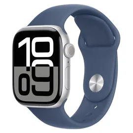 Apple Watch Series 10 GPS 46 mm Aluminiumgehäuse silber Sportarmband denim S/M