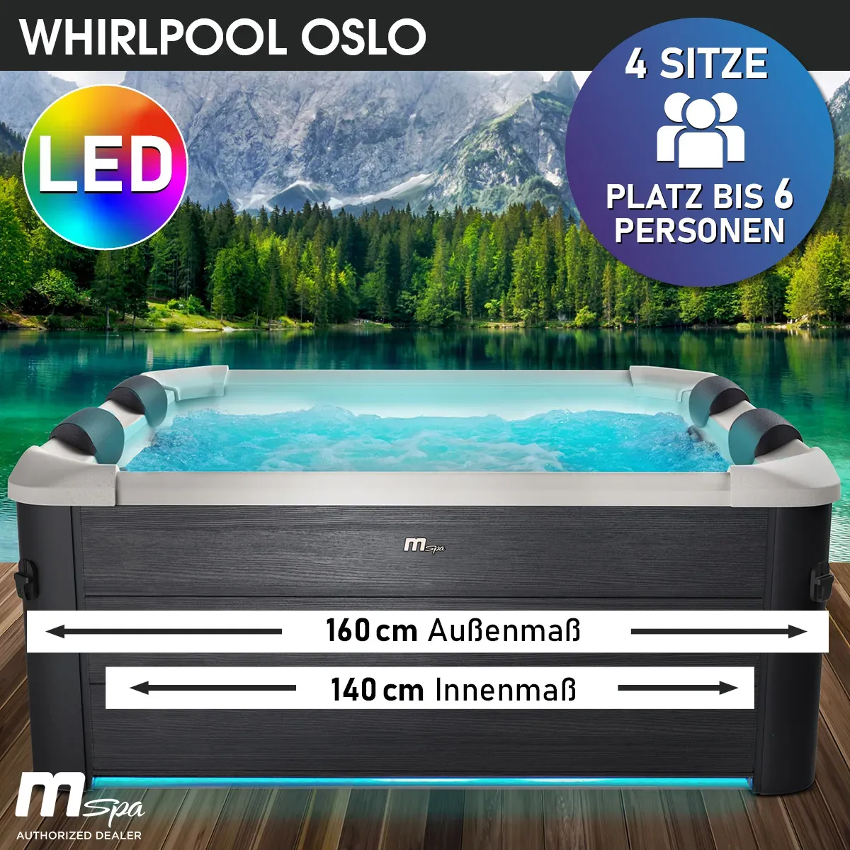 BRAST Mspa Whirlpool OSLO Maxi Set 6 Personen mit LED