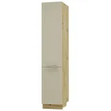 Feldmann-Wohnen Apothekerschrank Kvantum (Türscharniere mit Soft-Close-Funktion, 1 Schublade mit Metallkorb, 1-St., Fronten mit dekorativen Fräsungen und leicht abgerundeten Ecken) 40x59x207cm eiche artisan - vanille (Q-2D14K/40/kargo) gelb