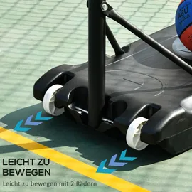 Homcom Basketballständer höhenverstellbar Basketballanlage für Kinder Basketballkorb mit Räder draußen Stahl PVC HDPE Schwarz 83 x 75 x 260H cm