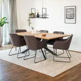 Home Deluxe – Esstisch-set AVENCIA mit 6 Stühlen Paku Anthrazit - Farbe: Light Oak, Maße: 200 x 76 x 120 cm, Sternfuß, Eckig, Ausziehbar I Ess... - Braun