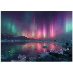 Wallarena Fototapete Nordlichter Blau Eis Vlies Tapete 300x210 cm