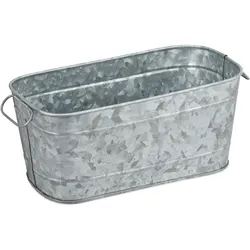 Relaxdays Blumenkasten, für Garten, Balkon & Fensterbank, zum Bepflanzen, Vintage-Optik, Metall, HBT 16x38x19 cm, zink