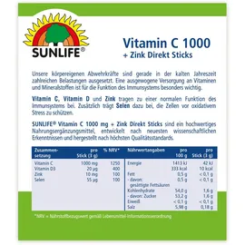 Sunlife Vitamin C 1000 mg hochdosiert Granulat 20 Sticks