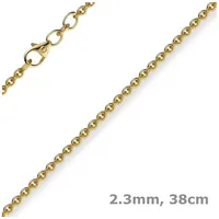 Schmuck Krone Goldkette 2,3mm Rundankerkette aus 585 Gelbgold, 38cm, Gold 585 goldfarben