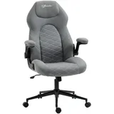 Vinsetto Bürostuhl, Ergonomischer Schreibtischstuhl, Computerstuhl mit Wippfunktion, Verstellbaren Armlehnen, Drehstuhl mit Weichem Kissen, Mikrofasertuch, Hellgrau Kunststoff, 69.5x122x65.5 cm, Arbeitszimmer, Bürostühle, Drehstühle