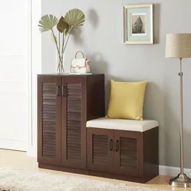 [en.casa] Løten 120 x 97 x 36 cm mit Sitzbank Wenge