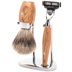 Mühle KOSMO - 3-tlg. Dachshaar Rasier-Set - Griffe Olivenholz Rasur   Herren