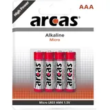 Arcas Micro-Batterie Alkaline 1,5V, Typ AAA/LR03, 4er-Pack