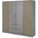 masseno Drehtürenschrank NELIANA 206 x 200 x 51 cm Grau