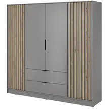 masseno Drehtürenschrank NELIANA 206 x 200 x 51 cm Grau