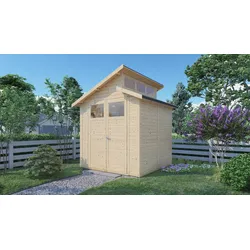 Gartenhaus BERTILO "Studio Basic, in verschiedenen Farben", beige (natural), Fußboden im Gartenhaus, ohne Dacheindeckung, Holzwerkstoff, Gartenhäuser