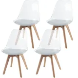 GIANTEX Esszimmerstühle 4er Set, Küchenstühle Transparent mit Massivholz Beinen, Esstisch Stühle mit Gepolstertem Sitz, Essstühle Ergonomisch mit Rückenlehne, Schalenstühle bis zu 150 kg Belastbar