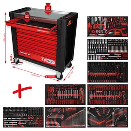 KS Tools Performanceplus Werkstattwagen-Satz P25 mit 564 Werkzeugen für 8 Schubladen
