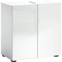 WELLTIME Waschbeckenschrank WELLTIME "MISTER, WBU, Bad-Unterschrank, 60 cm breit, 2 Türen, 2 Fächer", weiß, B:60cm H:62cm T:34cm, FSC-zertifizierter Holzwerkstoff, Schränke, Waschbeckenunterschrank, Badmöbel, Hochglanz lackiert, Made in Italy, mit Siphonausschnitt