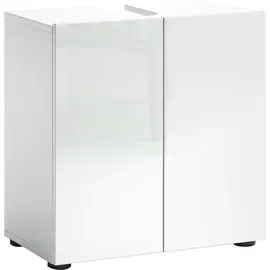 WELLTIME Waschbeckenschrank WELLTIME "MISTER, WBU, Bad-Unterschrank, 60 cm breit, 2 Türen, 2 Fächer", weiß, B:60cm H:62cm T:34cm, FSC-zertifizierter Holzwerkstoff, Schränke, Waschbeckenunterschrank, Badmöbel, Hochglanz lackiert, Made in Italy, mit Siphonausschnitt