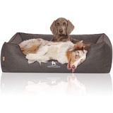 Knuffelwuff Orthopädisches Hundebett Wippo aus Velours mit Handwebcharakter XXL 120 x 85cm Schwarz - abnehmbarer Bezug - waschbar - für große, mittelgroße und kleine Hunde