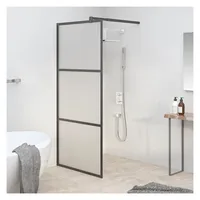 vidaXL Duschwand für Walk-In Dusche 90x195 cm ESG Mattiert Schwarz