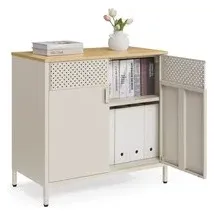 Songmics Aufbewahrungsschrank 40 x 80 x 76 cm 1-tlg. Sandbeige/Naturbeige