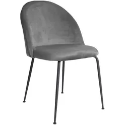 Geles Esszimmerstuhl grau Velour, schwarze Beine.