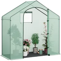 WOLTU Foliengewächshaus Winterfest mit Schwarzer PE-Gewebeboden, gewächshaus Folie für Aufzucht Tomaten, Tomatenhaus mit Tür Fenstern, aus Stahlrohr PE, 200x80x200cm, Grün